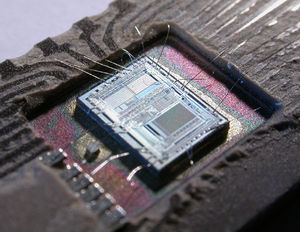 The integrated circuit from an Intel 8742, a 8...